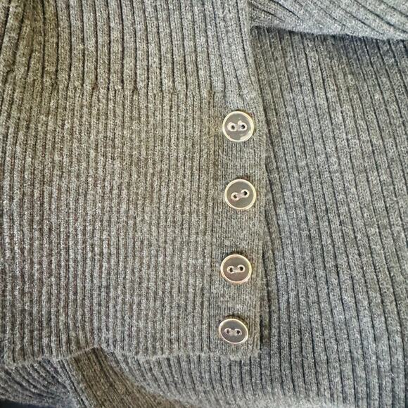 Cable & Gauge Womens Charcoal Grey Ribbed Chunky Cozy Mock Turtleneck Medium - Picture 10 of 12